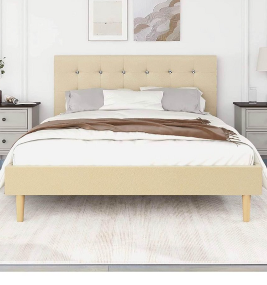 Queen Size Bed Frame/ Modern Style Beige Colour Queen Size Bed Frame