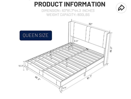 Beautiful Pink Queen Size bed frame/ Stylish Fabric Leather Queen Size bed frame