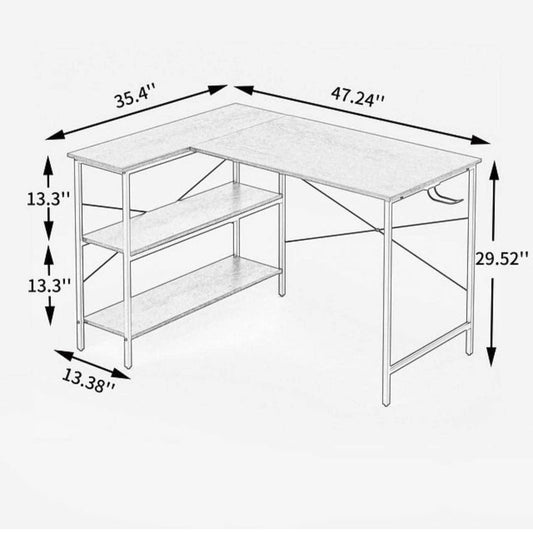 Brand New L Shape Computer Desk / Modern Wooden Style L Shape Work Desk Wood+Black