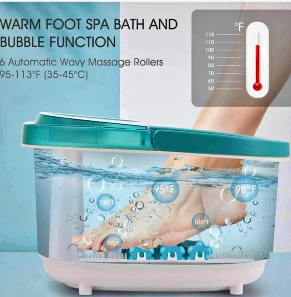 Electric Foot Bath Massager with Rollers & 3 Massage Modes / Foot Massager